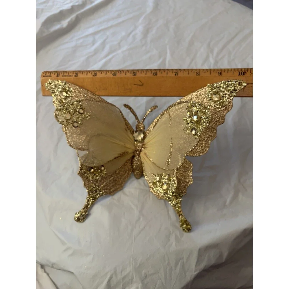 Holiday Gold‎ Butterfly Clip On Sparkly Bling 10”x7”